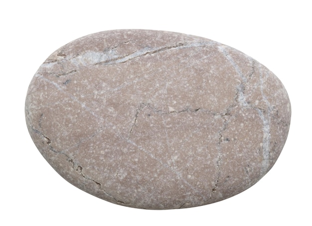 a rock with a rough surface and a few cracks it is a gray color the rock is placed on a white background