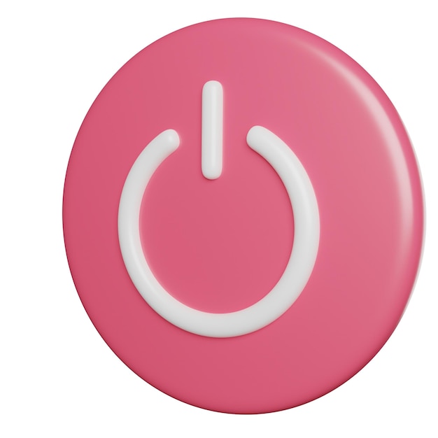 a round pink circle with a white circle that says power