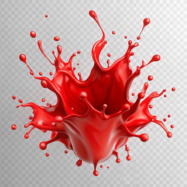 a splash of red liquid on transparent background