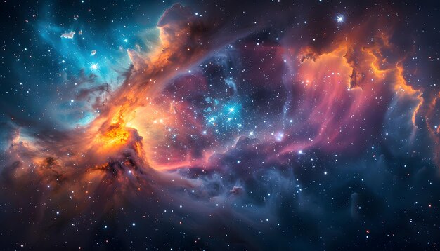 a star cluster with stars and nebula in the background
