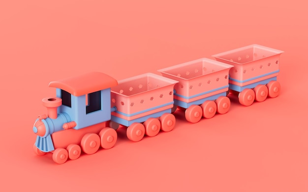 A train with pink background 3d rendering