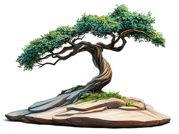 a tree on a rock