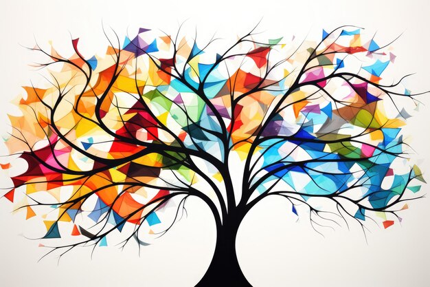 a tree with many colors of the same color