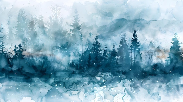 A watercolor splash with cool winter tones
