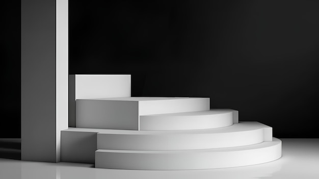 A white platform with a square base