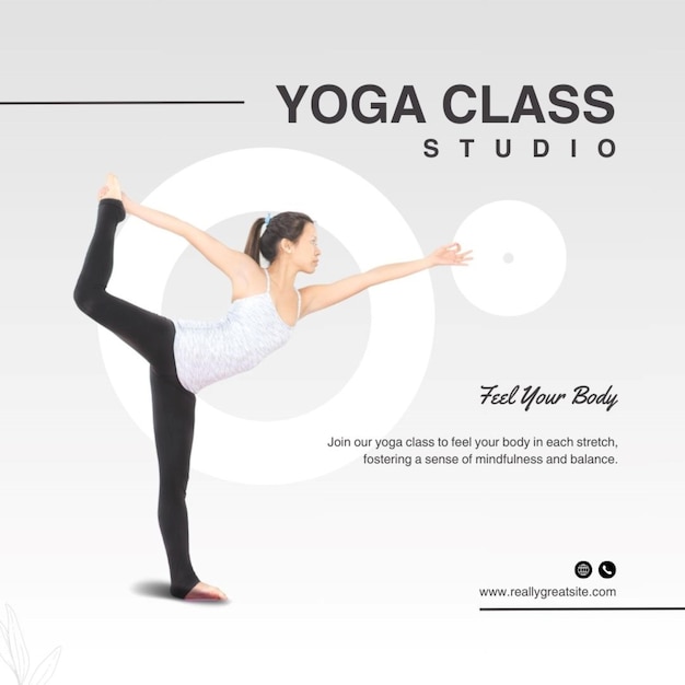a woman doing yoga in front of a yoga studio