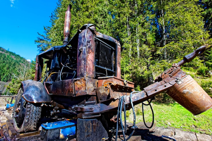 Foto abandoned truck on field
