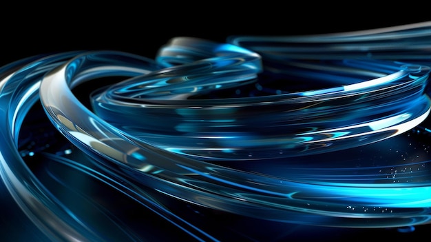 abstract 3d blue swirl technology design on a black background
