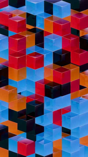 abstract 3d geometric pattern with colorful interlocking cubes