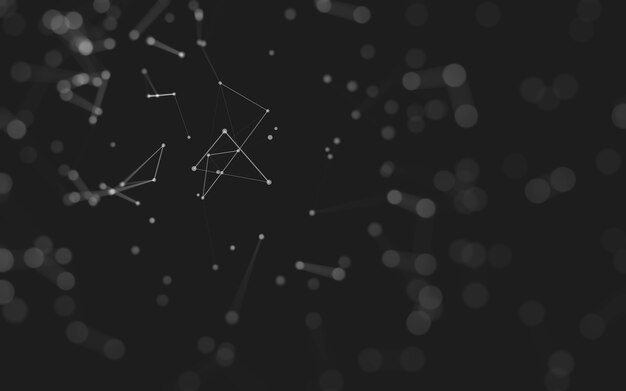 Abstract background. Molecules technology with polygonal shapes, connecting dots and lines. Connection structure. Big data visualization.