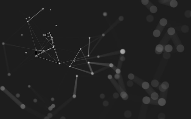 Abstract background. Molecules technology with polygonal shapes, connecting dots and lines. Connection structure. Big data visualization.