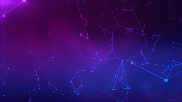 abstract background of dots and lines triangular cells connecting. tech cyberpunk 5g concept.