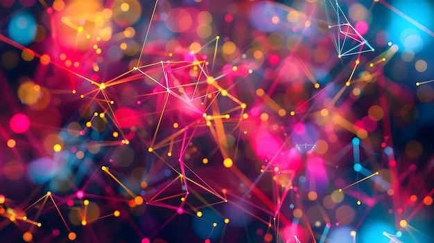 Abstract Background with Colorful Lines and Bokeh