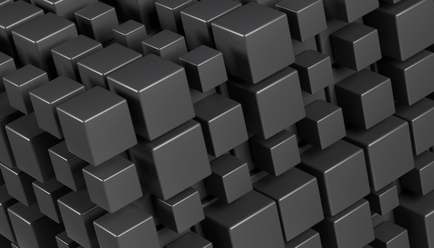 Abstract background with many black cubes 3d render