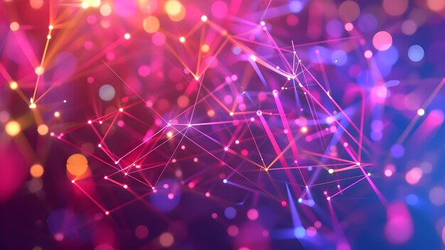 Abstract Background with Purple and Pink Lines and Bokeh Lights