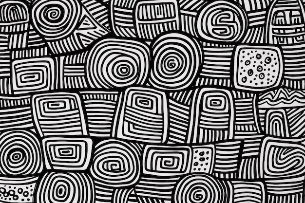 abstract black and white doodle patterns with various geometric and organic shapes high quality