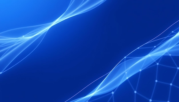 abstract blue background with glowing lines and dots
