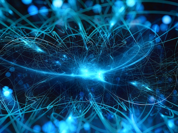 Abstract blue internet background with optical fiber light.