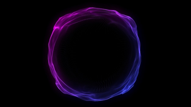 abstract blue sphere on black background wireframe circle structure with glowing particles futuristic digital illustration 3d rendering