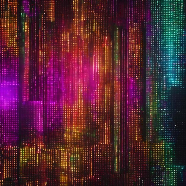 Abstract colorful neon digital cyber pixel dot light graphic background future system programming an