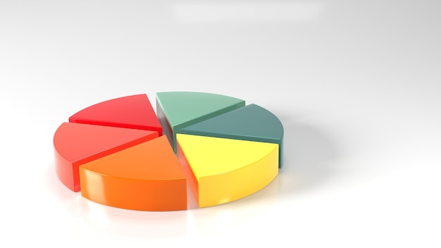 Abstract colorful pie graph for business design infographic reports 3D rendering isolated on white background