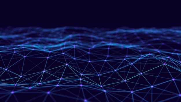 Abstract digital blue background Plexus effect Network connection structure Science background 3D rendering