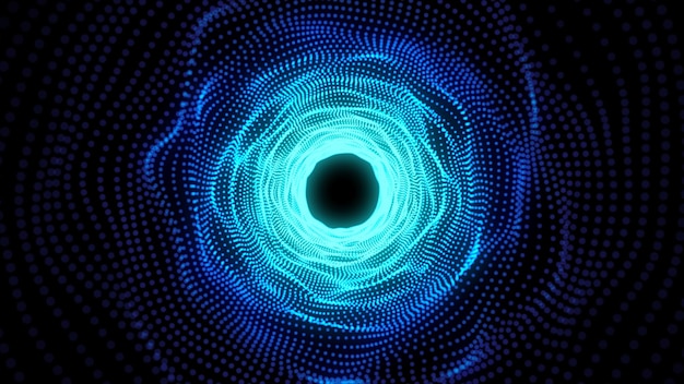 Abstract digital motion background Organic Wavy Tunnel Abstract Futuristic technological abstract background with dots for network big data server internet speed 3d render