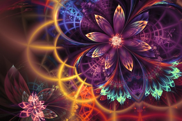 abstract fractal patterns and shapes dynamic flowing natural forms flowers and spirals