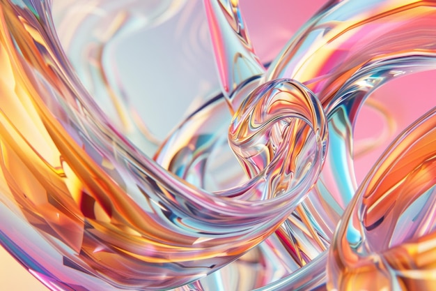 Abstract geometric 00ff02 acidic background with glass spiral tubes flow clear fluid with dispersion