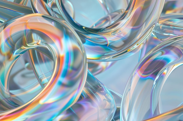 Abstract geometric 00ff02 acidic background with glass spiral tubes flow clear fluid with dispersion