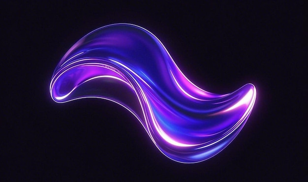 Abstract glowing purple fluid shape on a black background