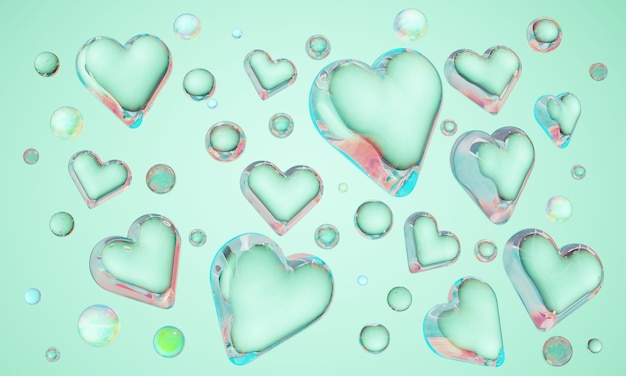 Abstract heart on a green background 3D render 3D background Abstract background 3D graphics