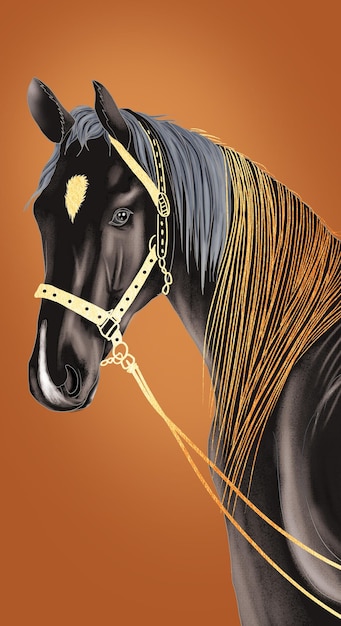 abstract, horse. the orange background. geometry, hang a picture, the fashion of modern art
