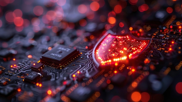 abstract illustration showing the integration of artificial intelligence with cybersecurity