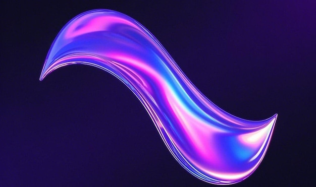 Abstract liquid wave in blue and purple colors with smooth and glossy texture