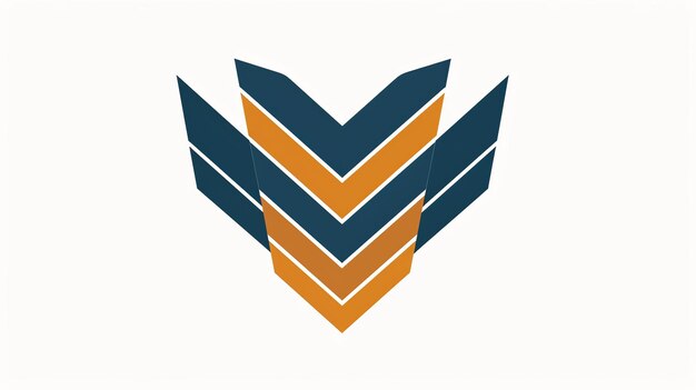 Abstract logo design with a blue and orange color scheme and multiple chevron shapes