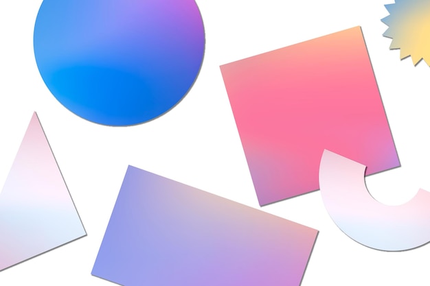 Abstract memphis png background holographic gradient geometric shapes