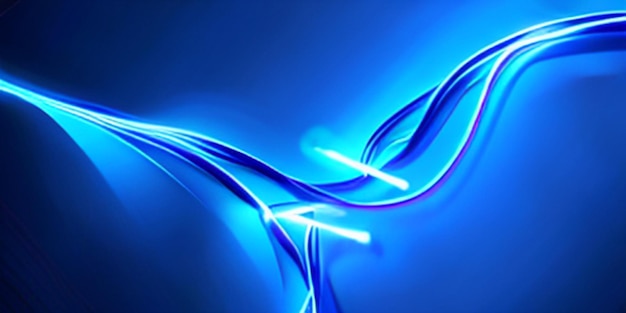 abstract minimal neon background with glowing wavy line dark wall illuminated with led lamps blue futuristic wallpaper