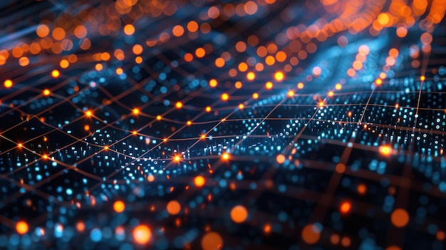 Abstract Network of Glowing Lights