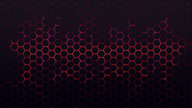 abstract red light hexagon line