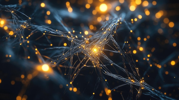 Abstract representation of interconnected networks with glowing nodes
