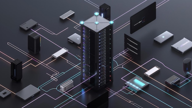 abstract server rack futuristic technology background