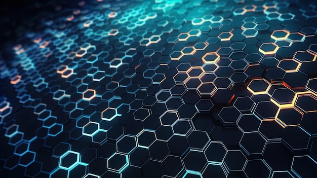 Abstract technological hexagonal background digital Technology Network Background Illustration Futuristic point wave