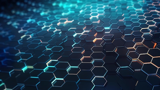 Abstract technological hexagonal background digital Technology Network Background Illustration Futuristic point wave