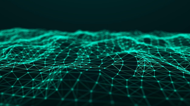 abstract technology background music green background big data visualization 3d rendering