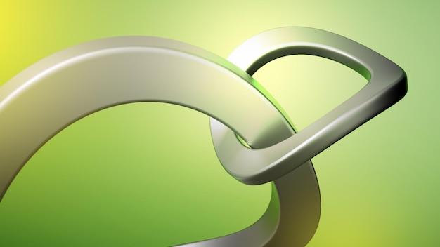 Abstract volumetric silver metallic rings linked together