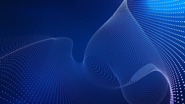 Abstract wave technology particle of technology background with blue light