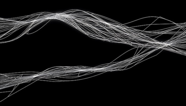 Abstract white lines on a black background