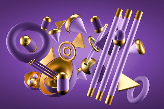 Abstrakt bakgrunn med elementer. 3D-illustrasjon, 3D-rendering.