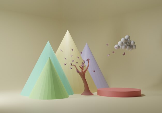 Abstrakt bakgrunn, mock-up scene med podium for produktvisning. 3D-gjengivelse.